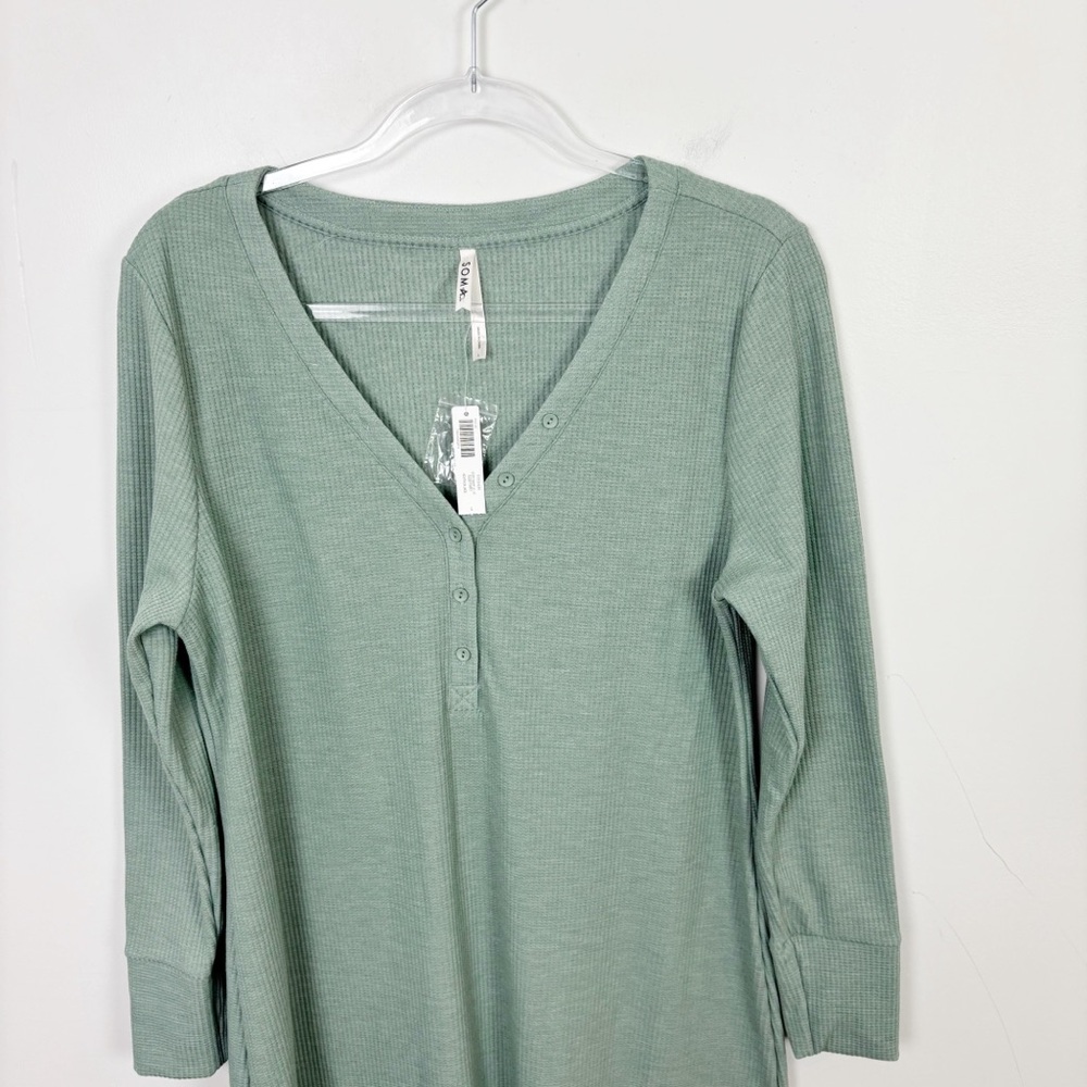 SOMA Cozy Waffle Knit Long Sleeve Sleepshirt Heather Jade Size Large - Picture 5 of 10